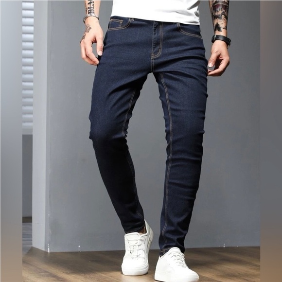Men's SHEIN Dark Blue Skinny Jeans - Picture 1 of 14
